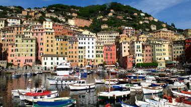 Camogli şehir görünümü, liguria, İtalya