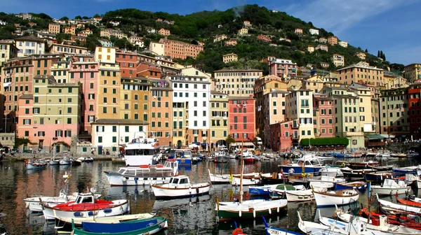 Camogli vista de la ciudad, Liguria, Italia Imagen de archivo