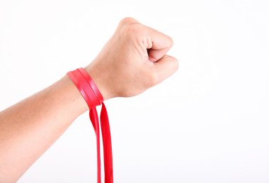 Red ribbon on hand clipart