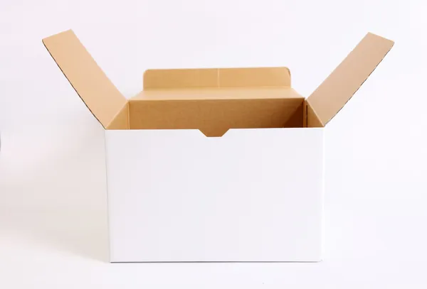 Біла коробка — стокове фото