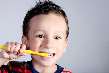 Child brushing clipart