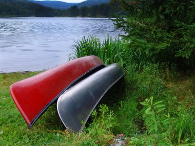 Canoes on Lake clipart