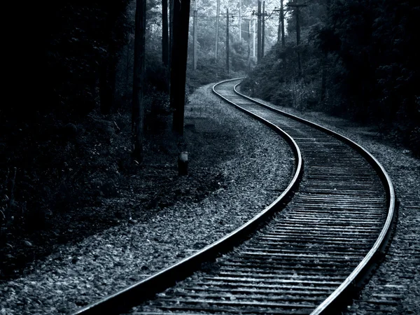 Middernacht treinspoor — Stockfoto