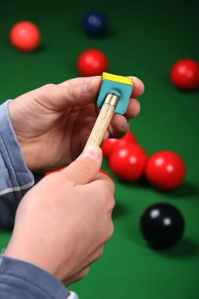 Snooker Cue Chalking — Stock Photo, Image
