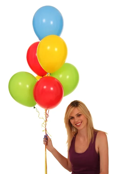 Pretty Woman Holding Balloons — Stock Photo, Image