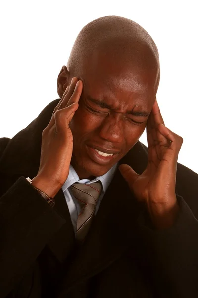 Afrikaanse man met hoofdpijn — Stockfoto