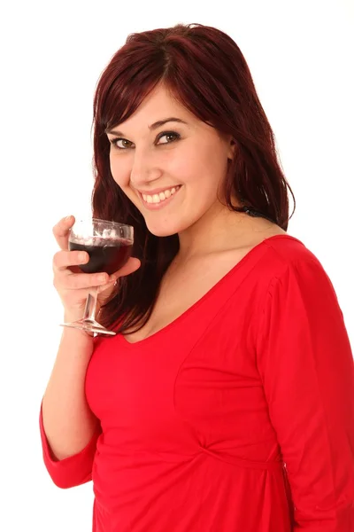 Красивая брюнетка с бокалом вина — стоковое фото