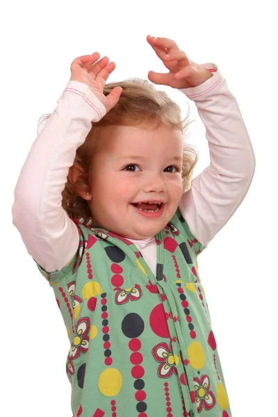 Roztomilé dítě dívka fandění — Stock fotografie