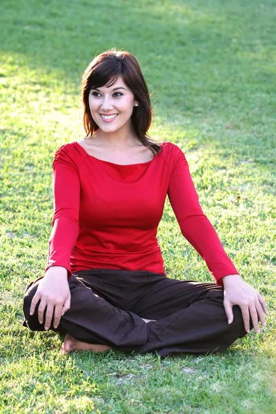 stock image Pretty Smiling Sitting Lady