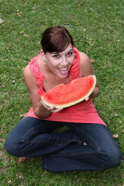 Pretty Watermelon Eater — Stock Photo, Image