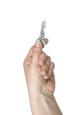Gümüş anahtar içinde bir el