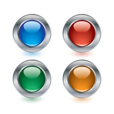 Four buttons in different colors clipart