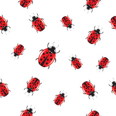 Seamless background with shiny ladybirds clipart