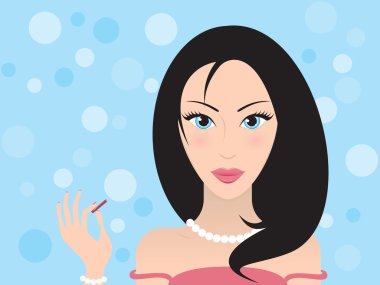 Lady with a lipstick clipart