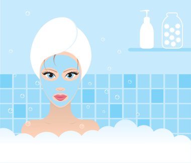 Beauty taking bath clipart