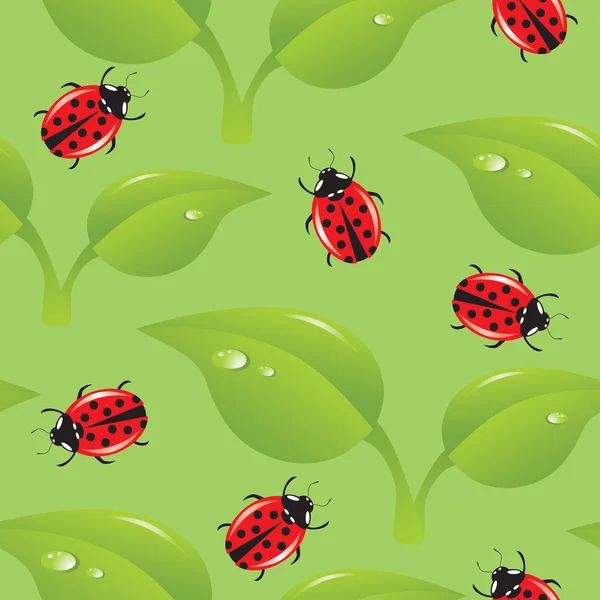 Seamless background with ladybirds — Stock Vector