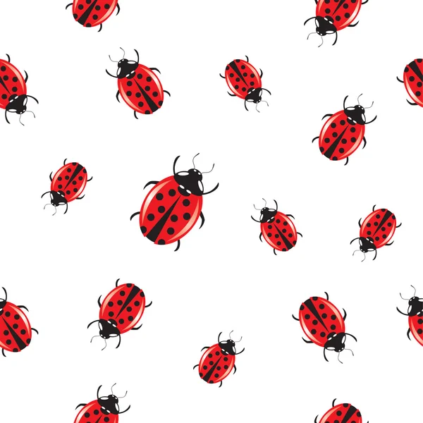 Seamless background with shiny ladybirds — Stock Vector