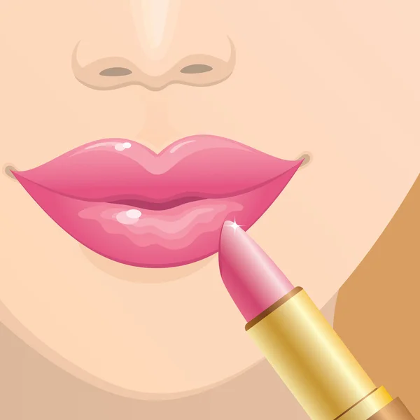 Menerapkan Lipstik - Stok Vektor