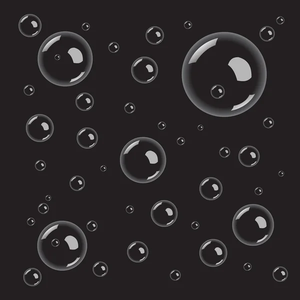 Siyah Bubblesbubbels op zwart — Stockvector