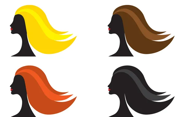Mulher com cor de cabelo diferente — Vetor de Stock