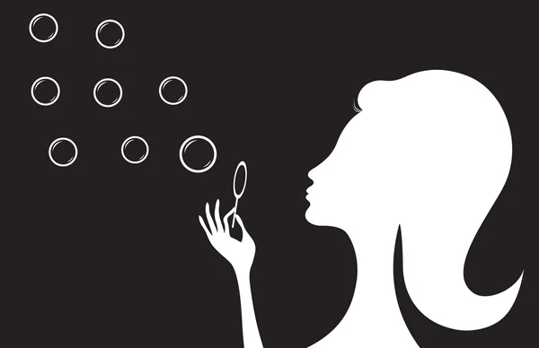 Девушка с мыльными пузырями — стоковый вектор