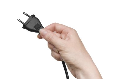 Black plug in female hand clipart
