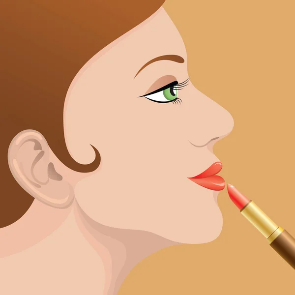 Schönheit mit Lippenstift — Stockvektor