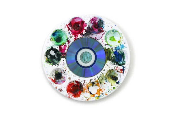 CD in the middle of palette — Stock Photo, Image
