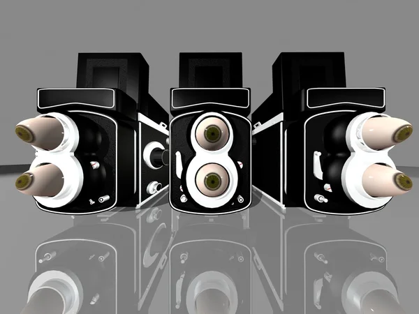 120 dubbel lins kamera över vit bakgrund. — Stockfoto