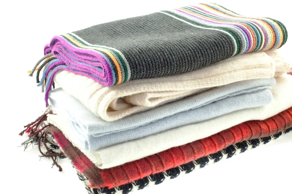 Selection of six wool different scarves — Stock Photo, Image