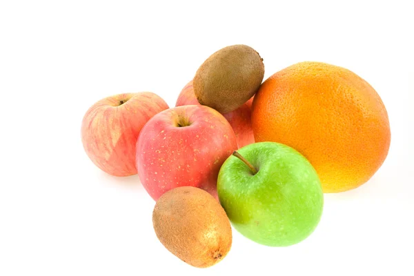 Jablka, grepu, kiwi ovoce — Stock fotografie