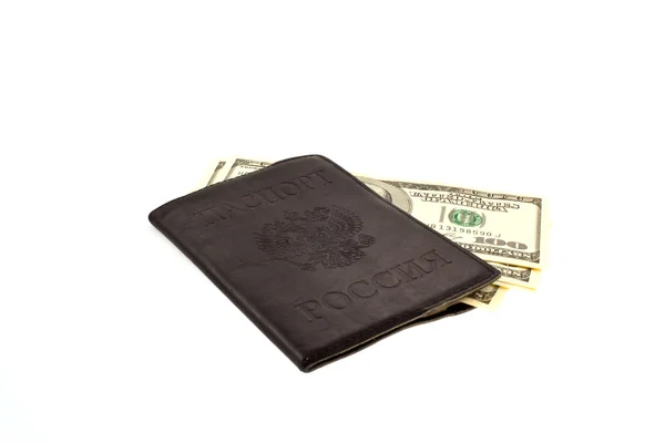 Dollarns sedlar i svart handväska — Stockfoto