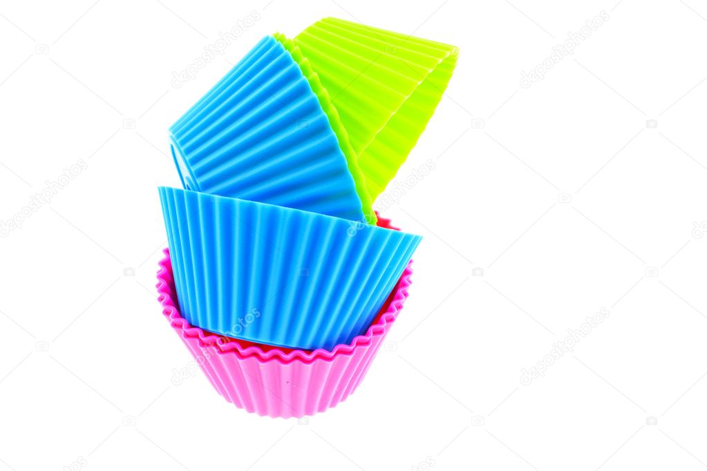 Six multicolor silicone muffin pans