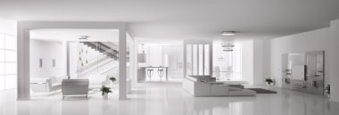 White Apartment interior 3d clipart