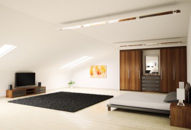 modern yatak odası iç 3d render