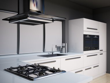 Modern kitchen 3d render clipart