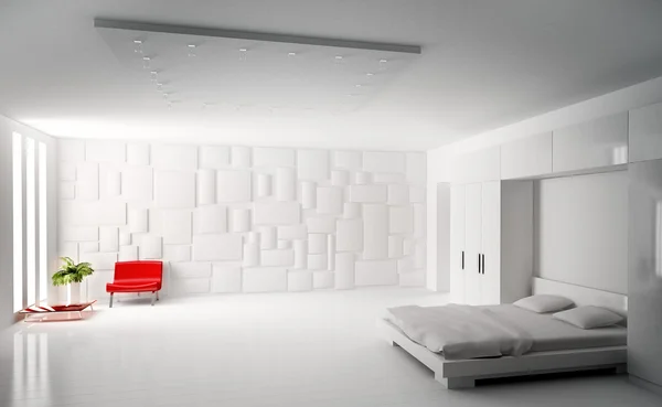 현대 침실 인테리어 3d 렌더링 — 스톡 사진