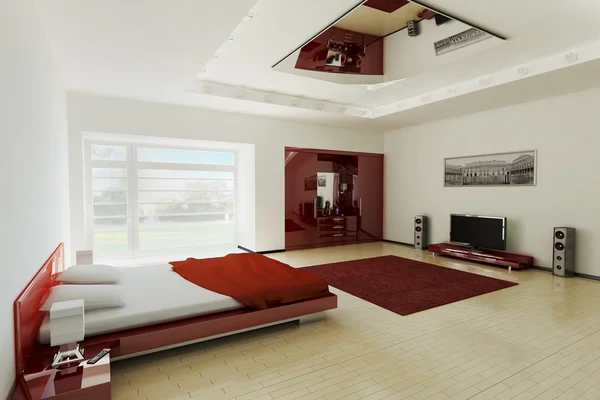 Dormitorio interior 3D — Foto de Stock