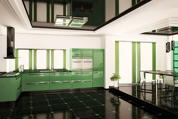 Современный интерьер кухни 3d — стоковое фото