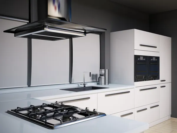 Современная кухня 3D рендеринг — стоковое фото
