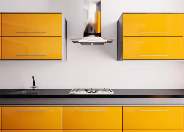 Оранжевая кухня 3d — стоковое фото