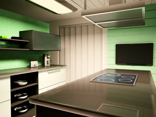 Interiér kuchyně 3d vykreslení — Stock fotografie
