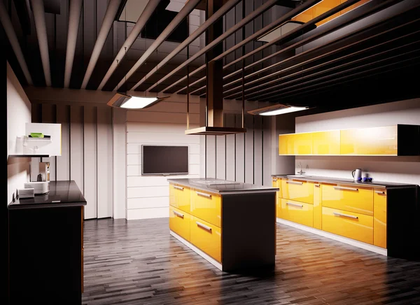 Сучасна кухня 3d візуалізація — стокове фото