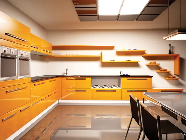 Сучасний інтер'єр кухні 3d — стокове фото