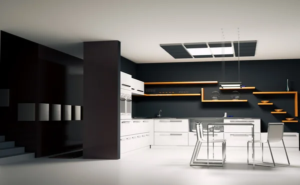 Сучасний інтер'єр кухні 3d візуалізація — стокове фото