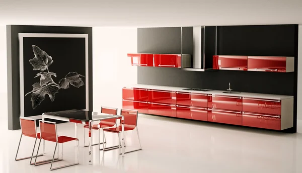 Interieur van moderne keuken 3d render — Stockfoto
