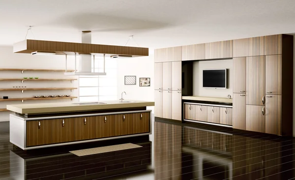 Interior of kitchen 3d render — Stock Photo, Image