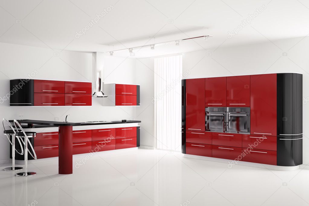 interieur van moderne rood zwart keuken 3d — Stockfoto © scovad #2269405 interieur van moderne rood zwart keuken 3d — Stockfoto © scovad #2269405
