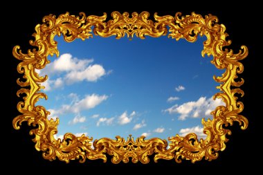 Gold frame with blue sky clipart