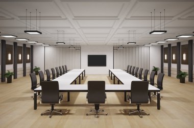 Conference room interior 3d clipart